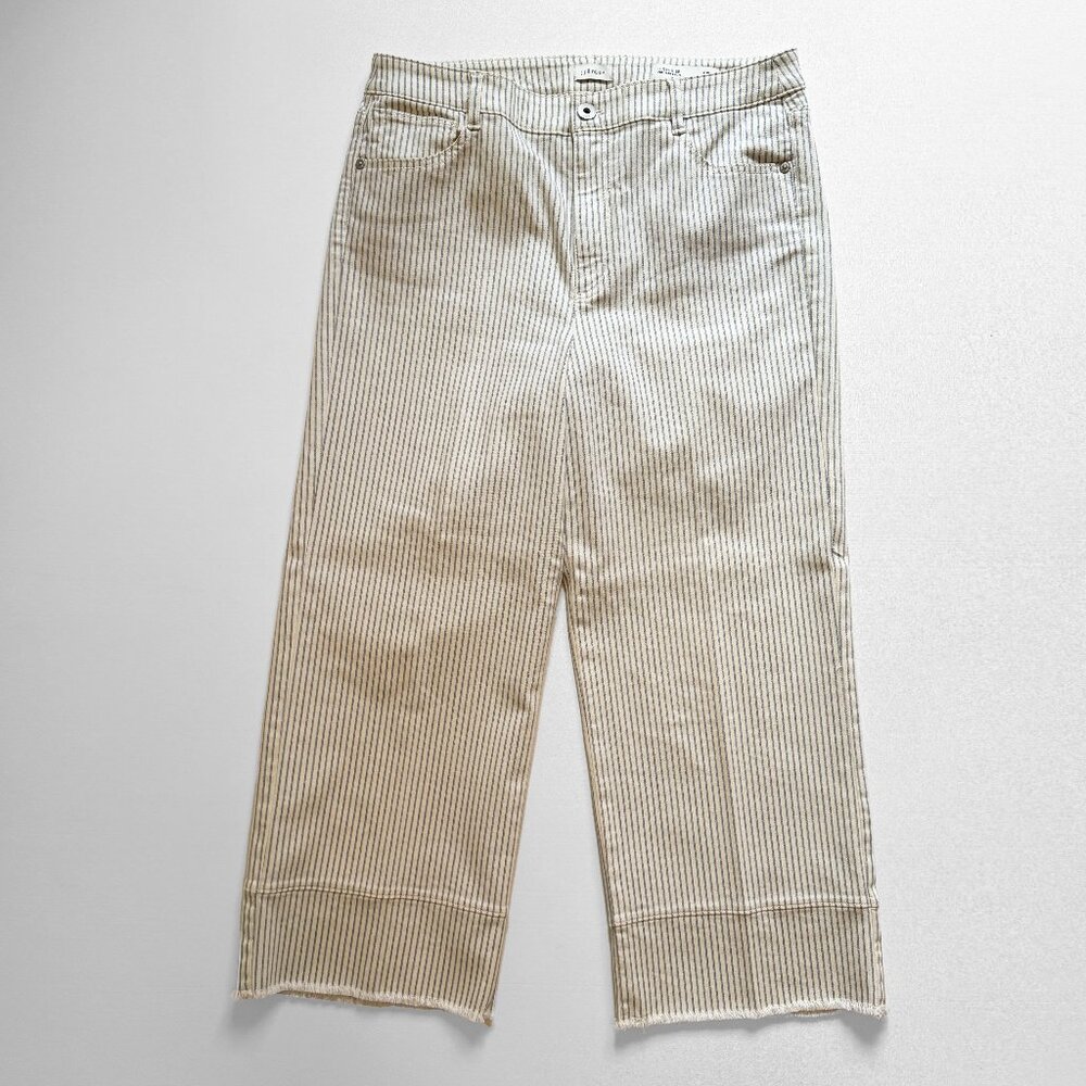 J.Jill High-Rise Full Leg Crop Wide Leg Vertical Stripe Sz 12